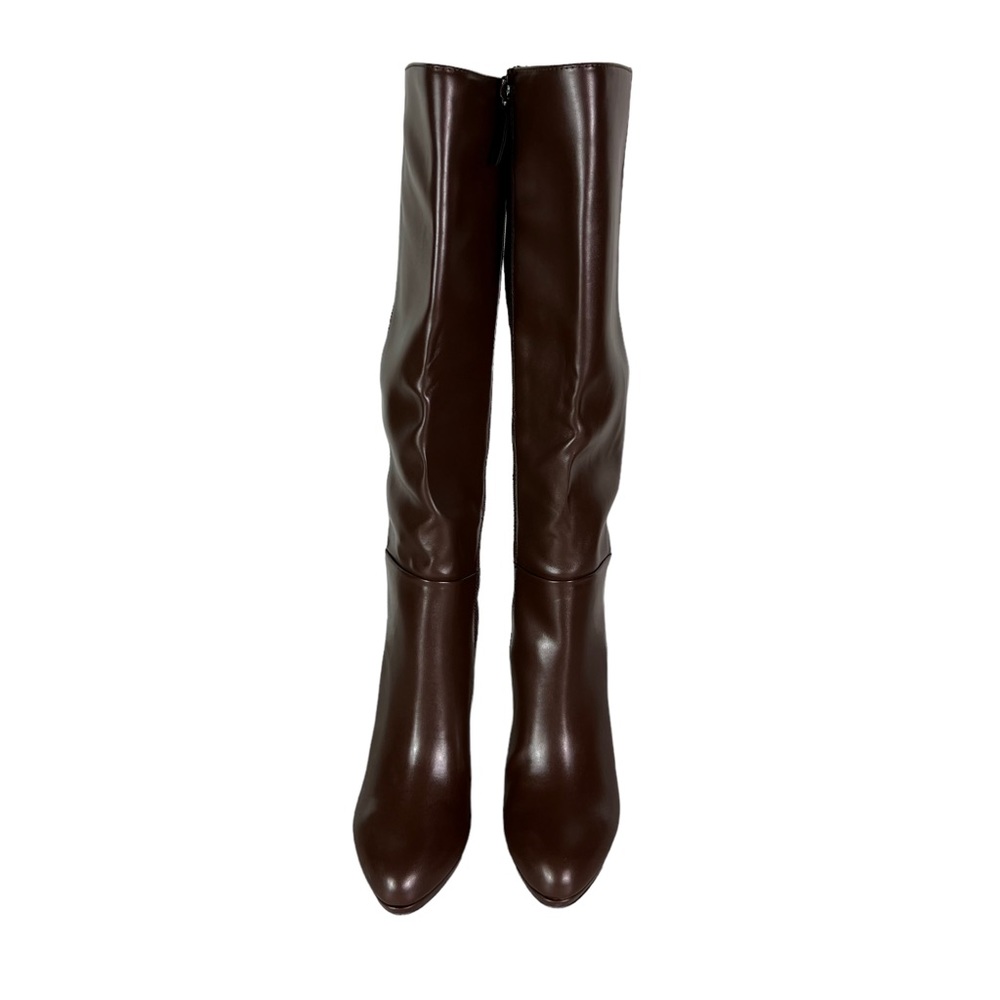 Nine West Brown Two-Tone Knee High Leather & Suede Stiletto Boots - Picture 3 of 12